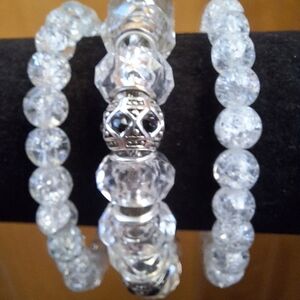 Elegant Silver Crystal Bracelet Set